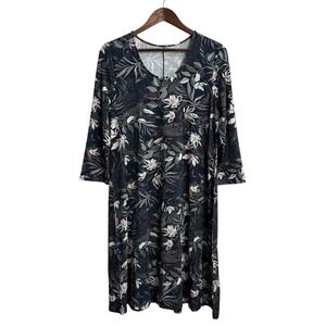Garnet Hill dress womens medium dark floral cottagecore prairie festival stretch